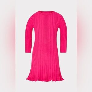 $325 Milly‎ Minis Kid's Girl's Pink Ribbed Crewneck Fit & Flare Dress Size 14/16